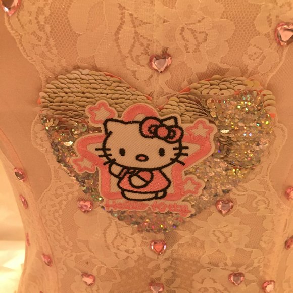 ADORABLE custom hello kitty cropped  corset with crystal accents!sold - Picture 11 of 13